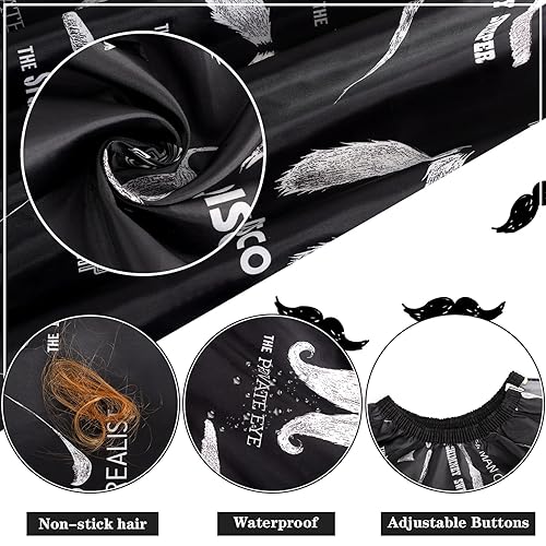 Miniatura 3 de FEBSNOW Capa de peluquería profesional para corte de cabello con cepillo para el cuello, capa de barbero con estampado de barba para peluquería