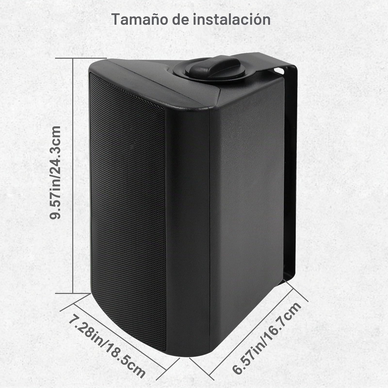Herdio 5.25 Pulgadas Altavoces de Cubierta para Patio Interior y Exterior de 200 vatios Sistema de Montaje en Pared para Todo Clima Un par (Negro)