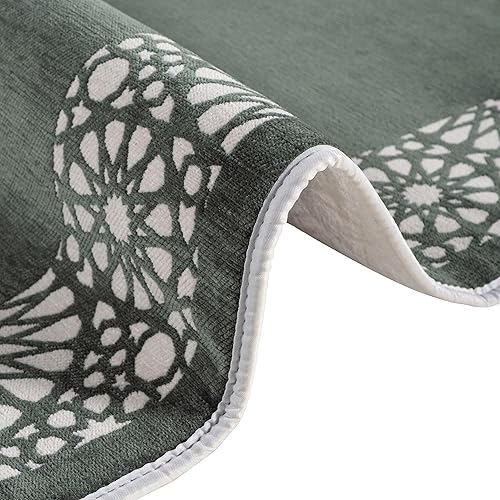 Miniatura 9 de Modefa Tapete de oración islámica turca, felpilla con espuma y bolsa de transporte, alfombra intrincada para orar Ramadán, regalo de Eid de Ramadán,