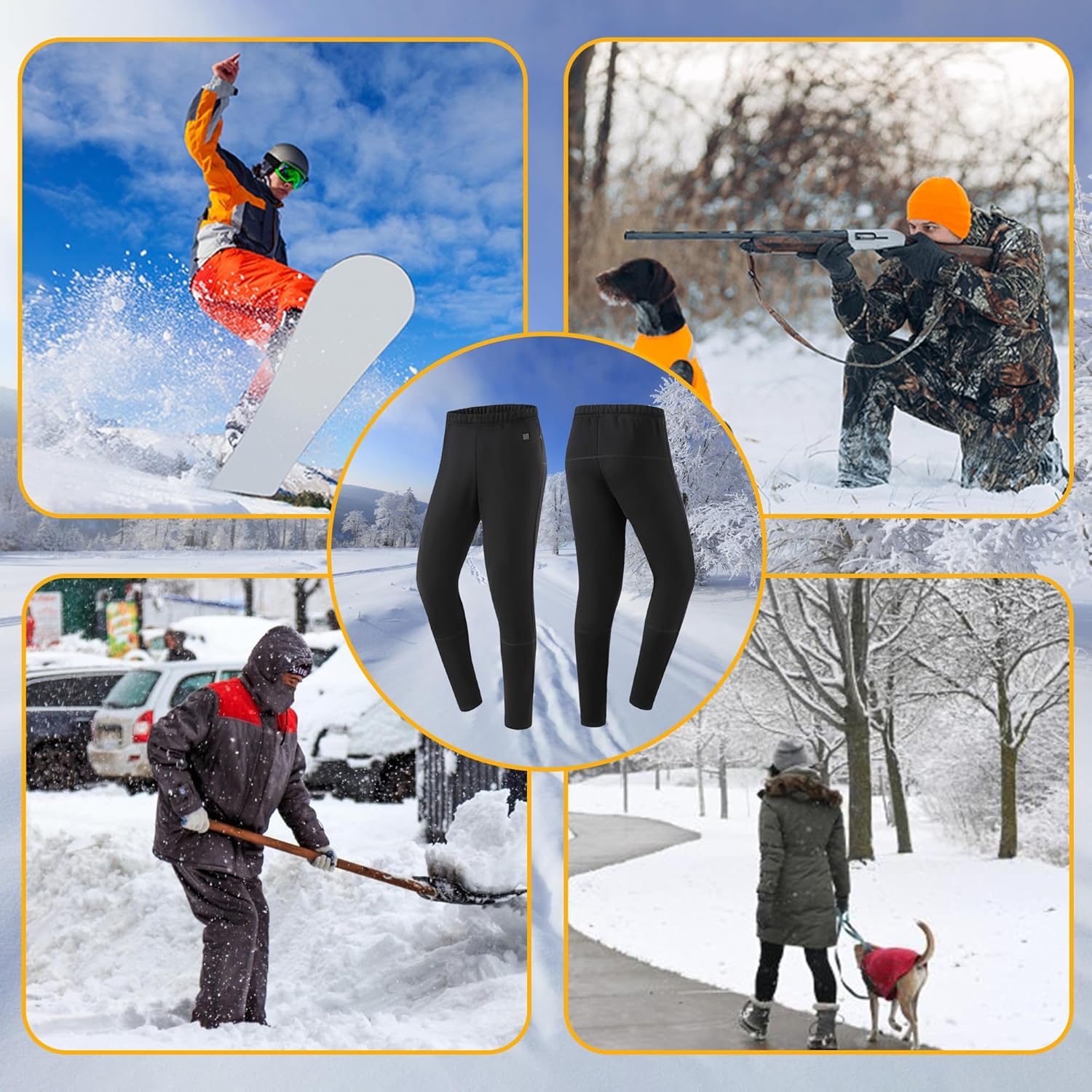 Heated Underwears Pants for Men Women, Electric Thermal Baselayer Bottom for Hunting, Skiing, Motorcycle