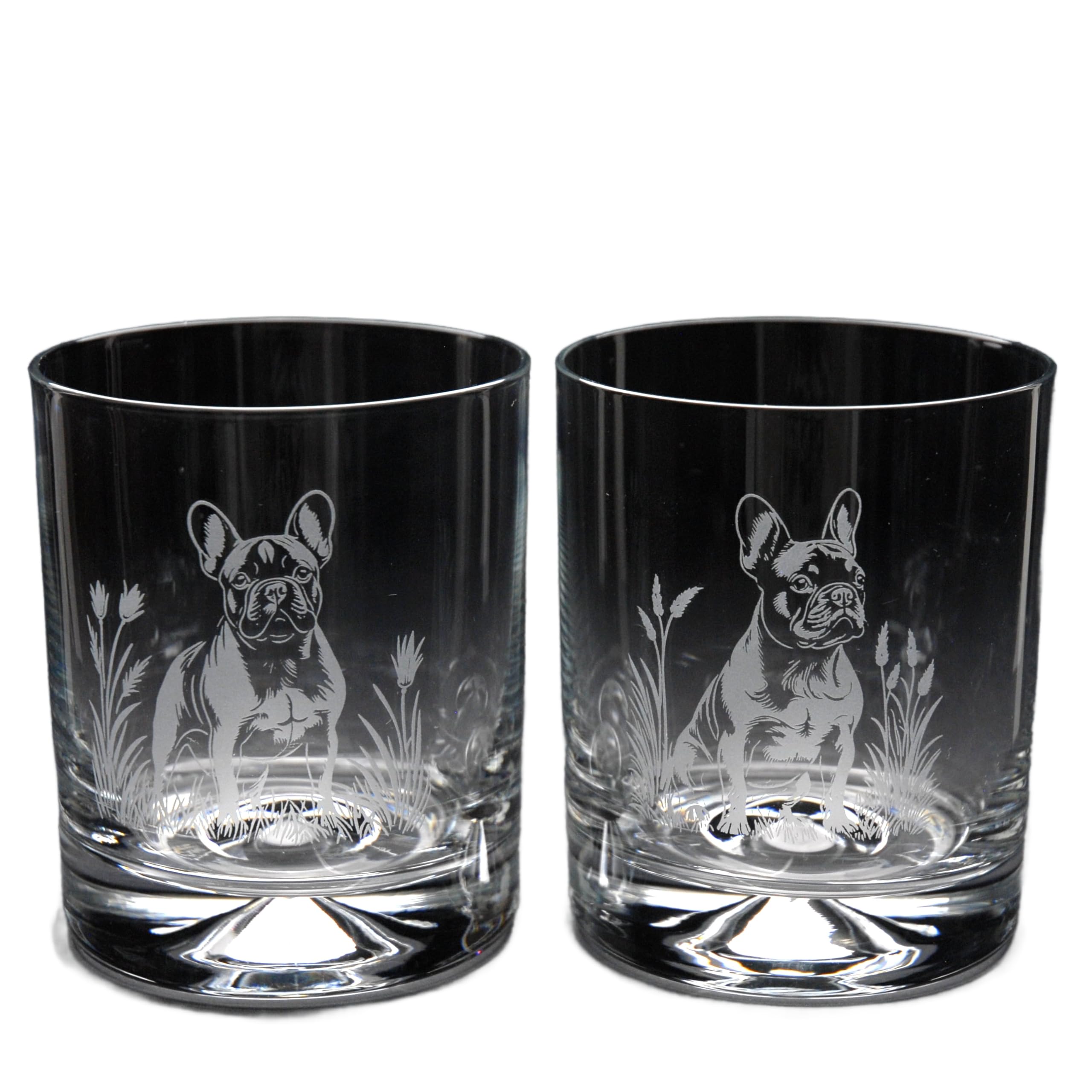 GLYPTIC Glass Art French Bulldog Dog Placement Hand Etched/Engraved Whiskey Tumbler Glass — image 1