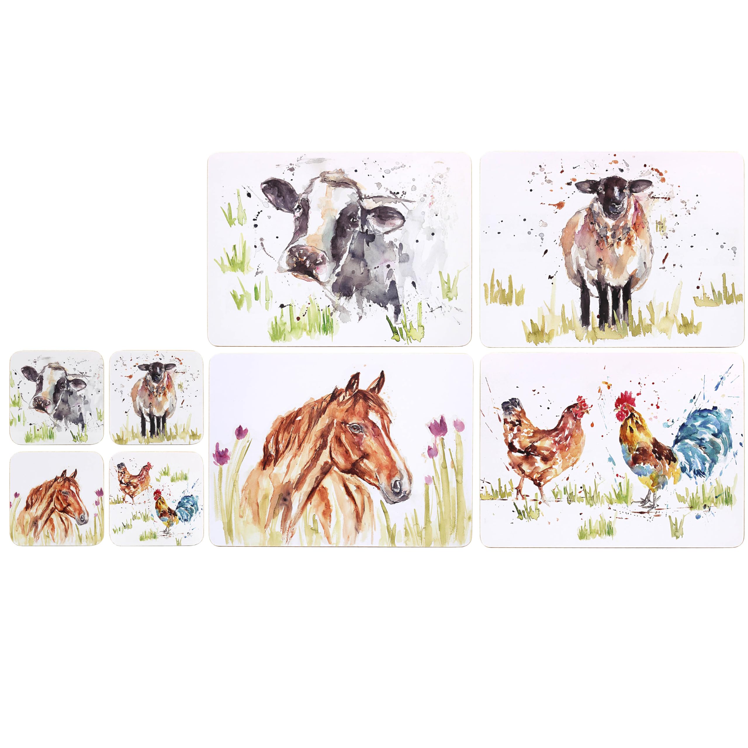 Tamersgifts British Farm Animals Placemat Coaster Set Sets Of 4 Placemats With 4 Matching Coasters (British Farm Animals Placemat Coaster Set)