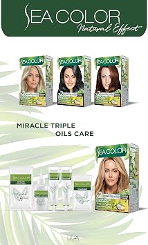 SEA COLOR Non-Ammonia, Vegan, Natural, Nourishing Permanent Hair Dye 100% White Closure (1 PACK 2 x 50 ml Dye & OXIDANT) (Brown 7.0)