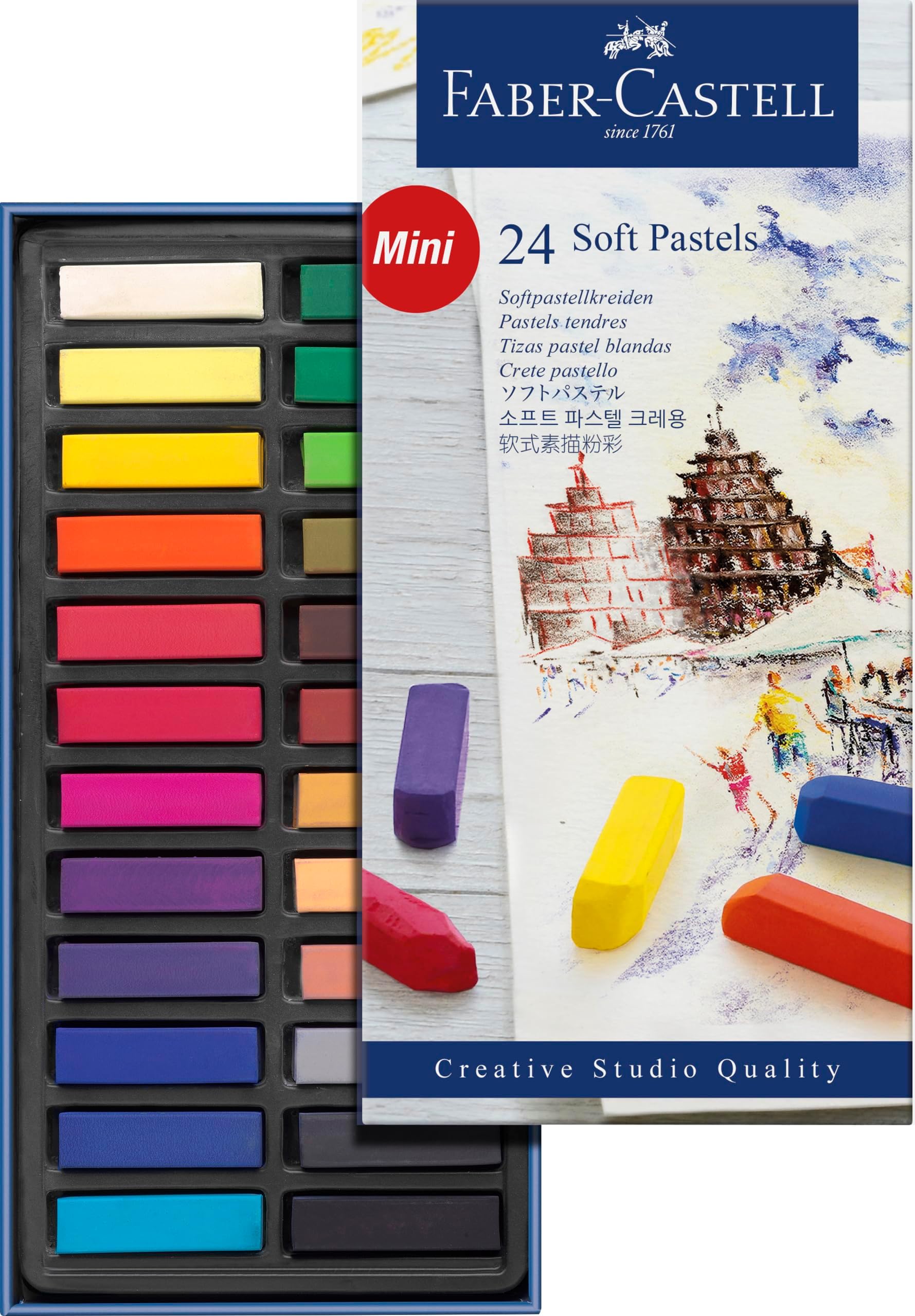 Faber-Castell Creative Studio Soft Pastel Mini Sticks (1.25”) - 24 Vivid Colors