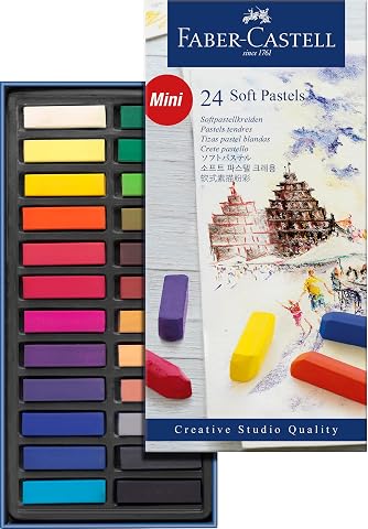 Faber-Castell Creative Studio Mini Toz Pastel Boya, 24 Renk, Yarım Boy, Yüksek Pigment, Parlak Renkler, Fiksatif Uyumlu, Tebeşir Bazlı Soft Pastel