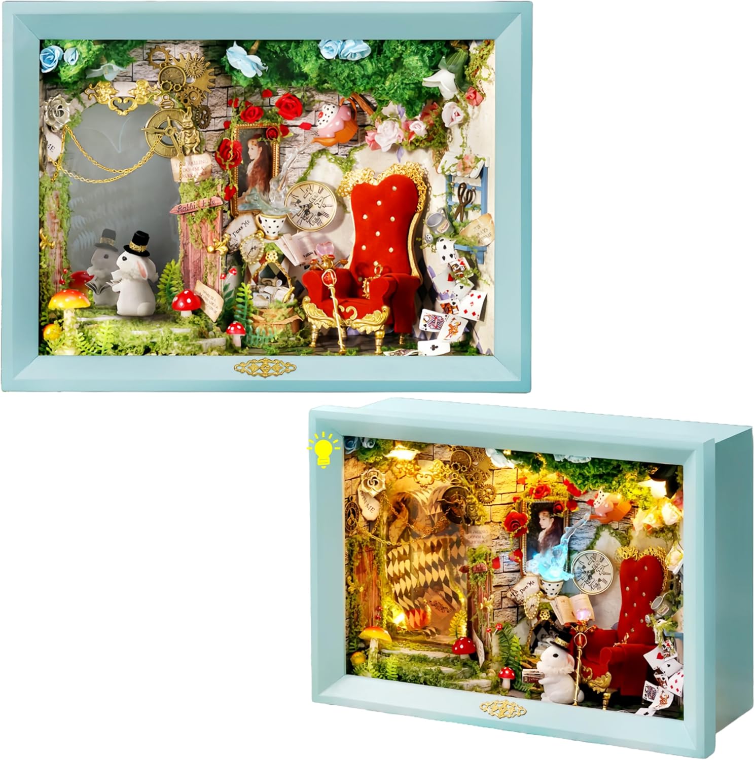 Alice's Dream Moment DIY Frame Ornament Kit, Forest Fantasy Fairy Tale Themed, Baroque Miniature Scene, Suitable for Adults