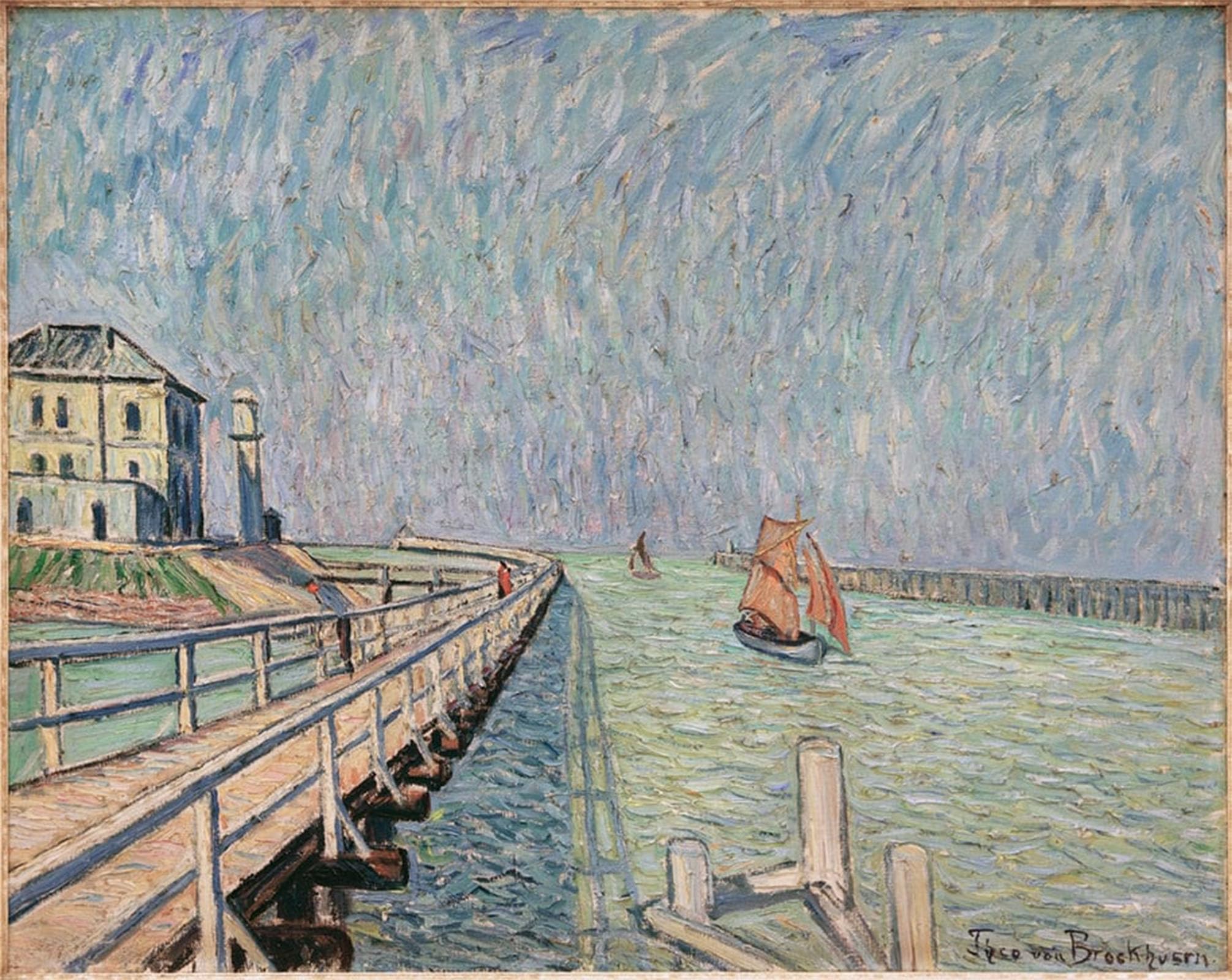 POSTERIIk Vintage Print Pop Art Landscape Artwork Jetty by Theo Von Brockhusen Art Prints for Office Home Decor 60x90cm