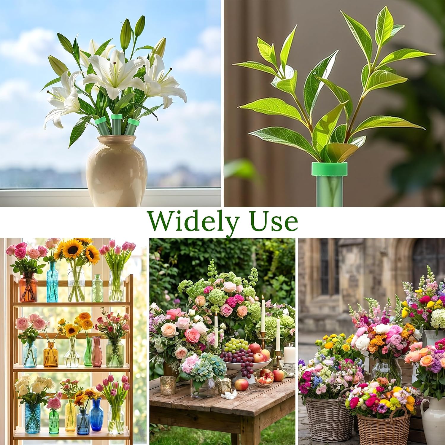 YUXMU 30Pcs Green Flower Water Tubes, 5.7 Inch Plastic Floral Water Tubes