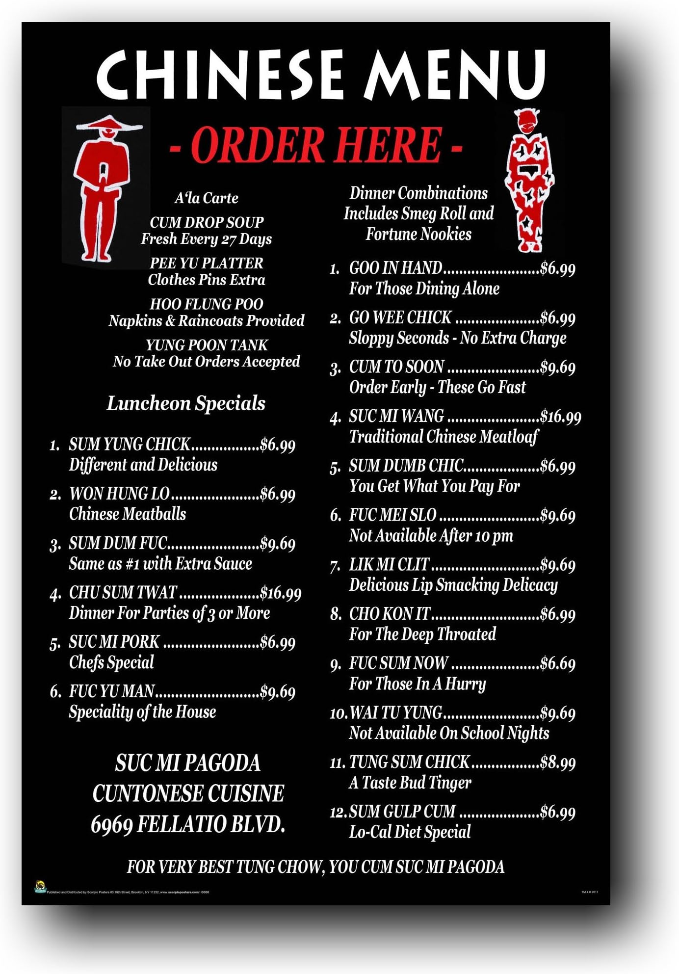 Chinarestaurant Speisekarte Poster Chinese Menu (24"x36")