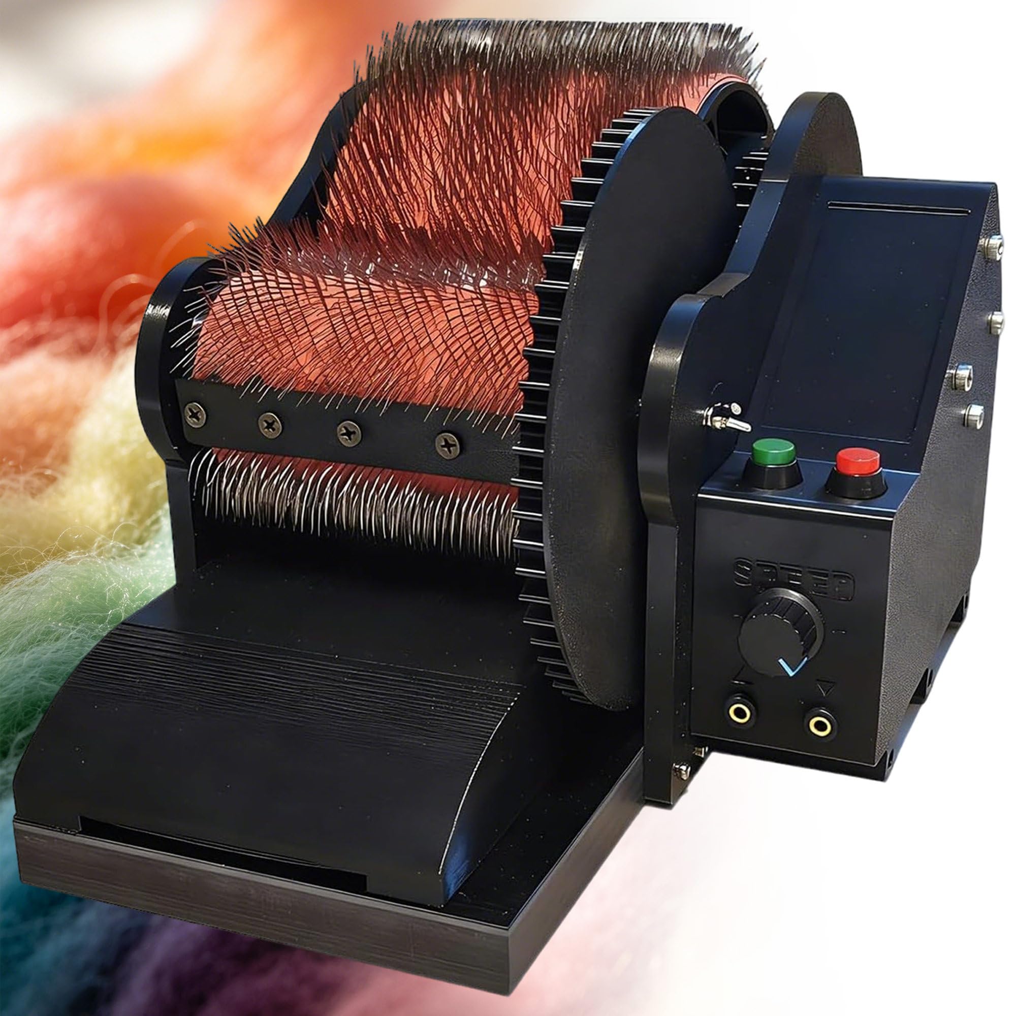 PoiToe 50W Electric Drum Carder Double-Roller Fiber Blending Machine with Metal Gear Assembly and Speed Control Dual-Foot Pedal, for Wool, Silk, Angora, Raw Material, Mechanical Combing. Part