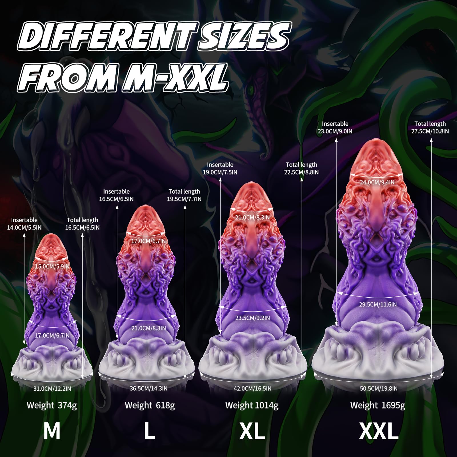 Nothosaur MAGARA 8.8 Inch Realistic Sex Toys Monster Dildo for G Spot Clitoral Anal Stimulation Body-Safe Material with Strong Suction Cups, Sex Adult Toys for Women Men and Couple - Blazed: XL Blazed