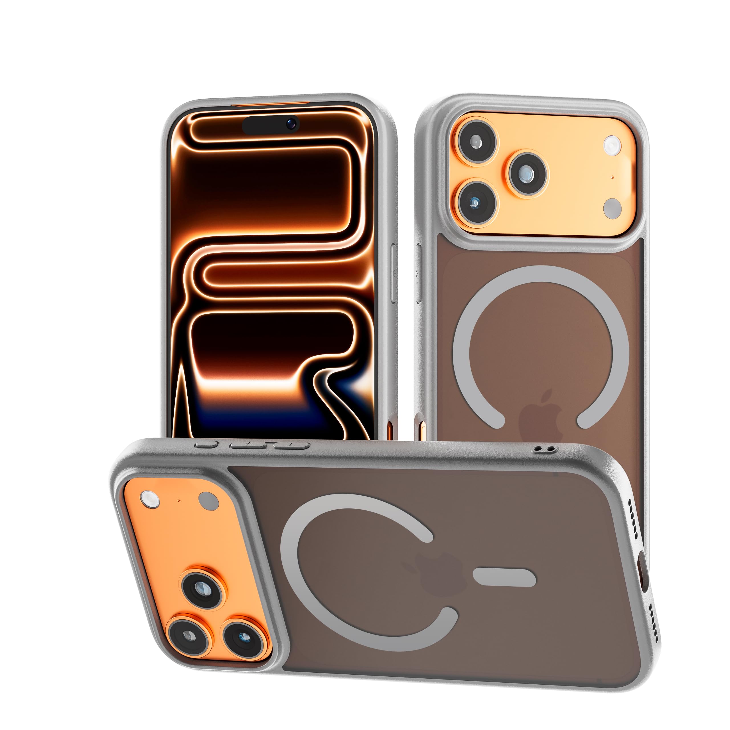 tigratigro Cover Magnetica per iPhone 17 Pro Max, Compatibile con Mag-Safe, Custodia Traslucida Opaca Posteriore Sottile Protettiva Case, Protezione Antiurto di Grado Militare, Grigio