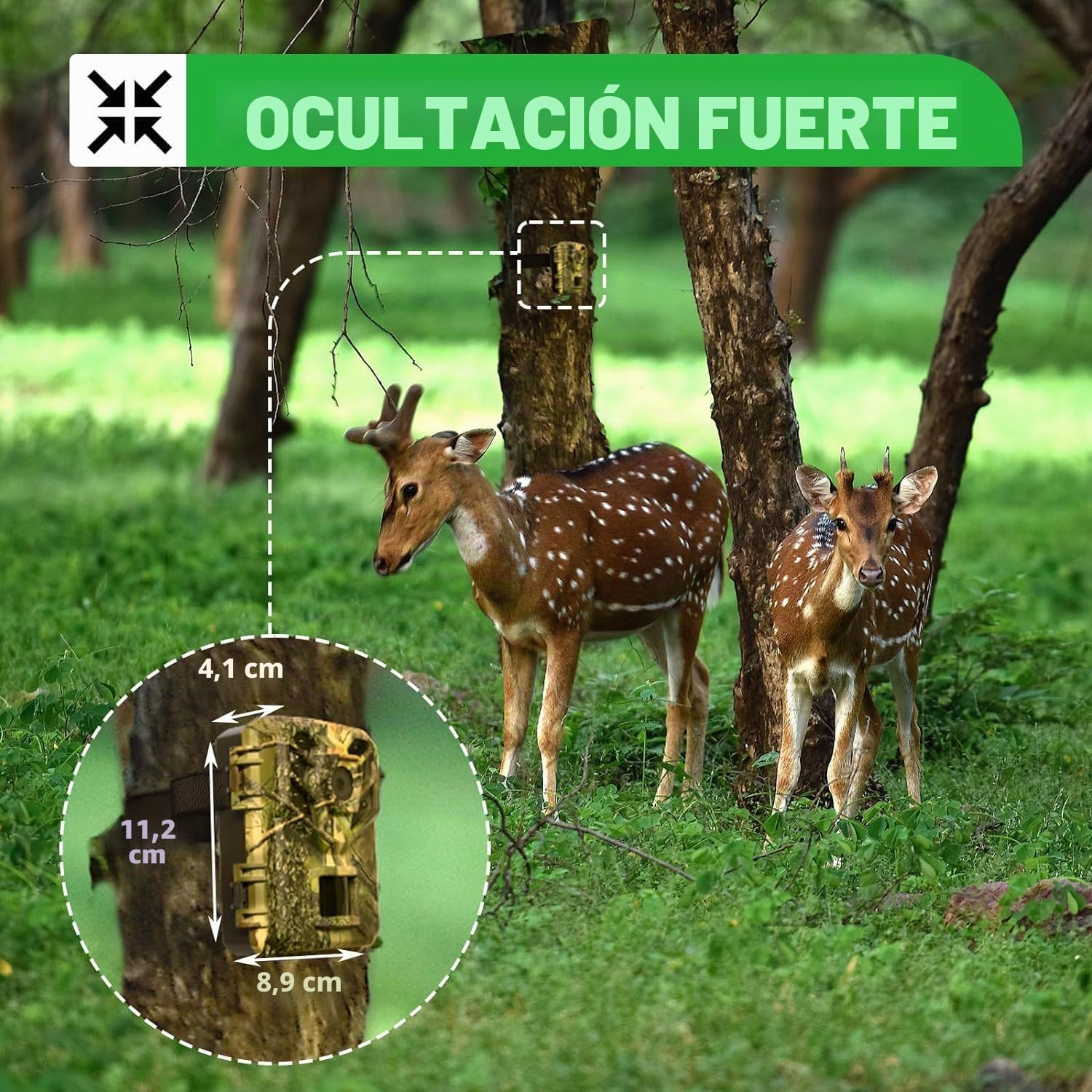Coolifepro Cámara de Caza WiFi Bluetooth con App, 48MP 1080P MP4 Cámara Fototrampeo Velocidad de Disparo de 0,1s, Ángulo de Detección de 90° con Tarjeta de 32GB para Exploración de Vida Silvestre