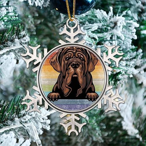 Miniatura 86 de Presa Canario Tree Decoration Ornament - Christmas Snowflake Ornament - Dog Lover Mom Gift Peeking Dog Snowflake Metal Ornaments for Xmas Tree LGBTQ