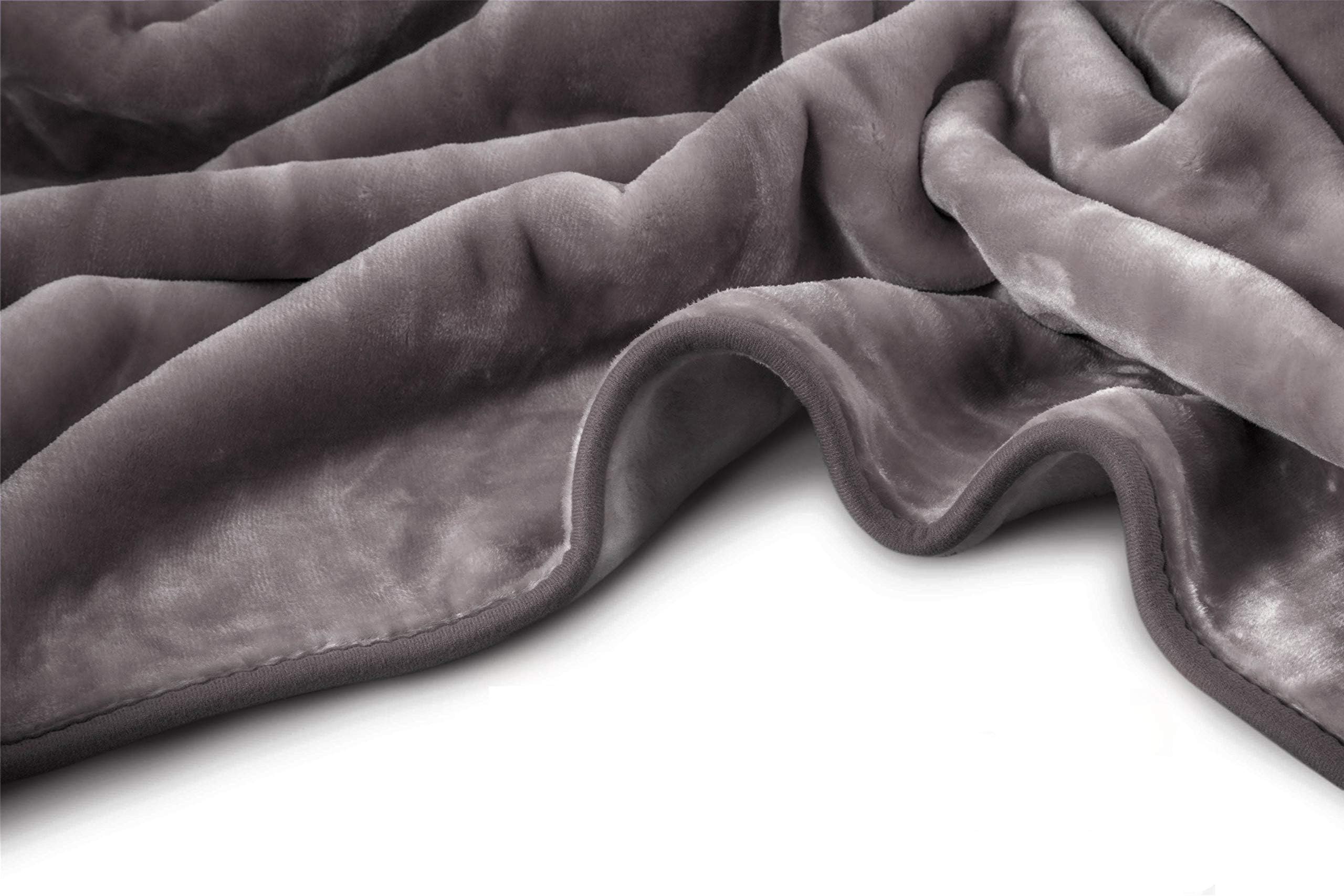 Solid Color Ultra Silky Soft Heavy Duty Quality Korean Mink Reversbile Blanket 8 lbs Queen Shark Grey