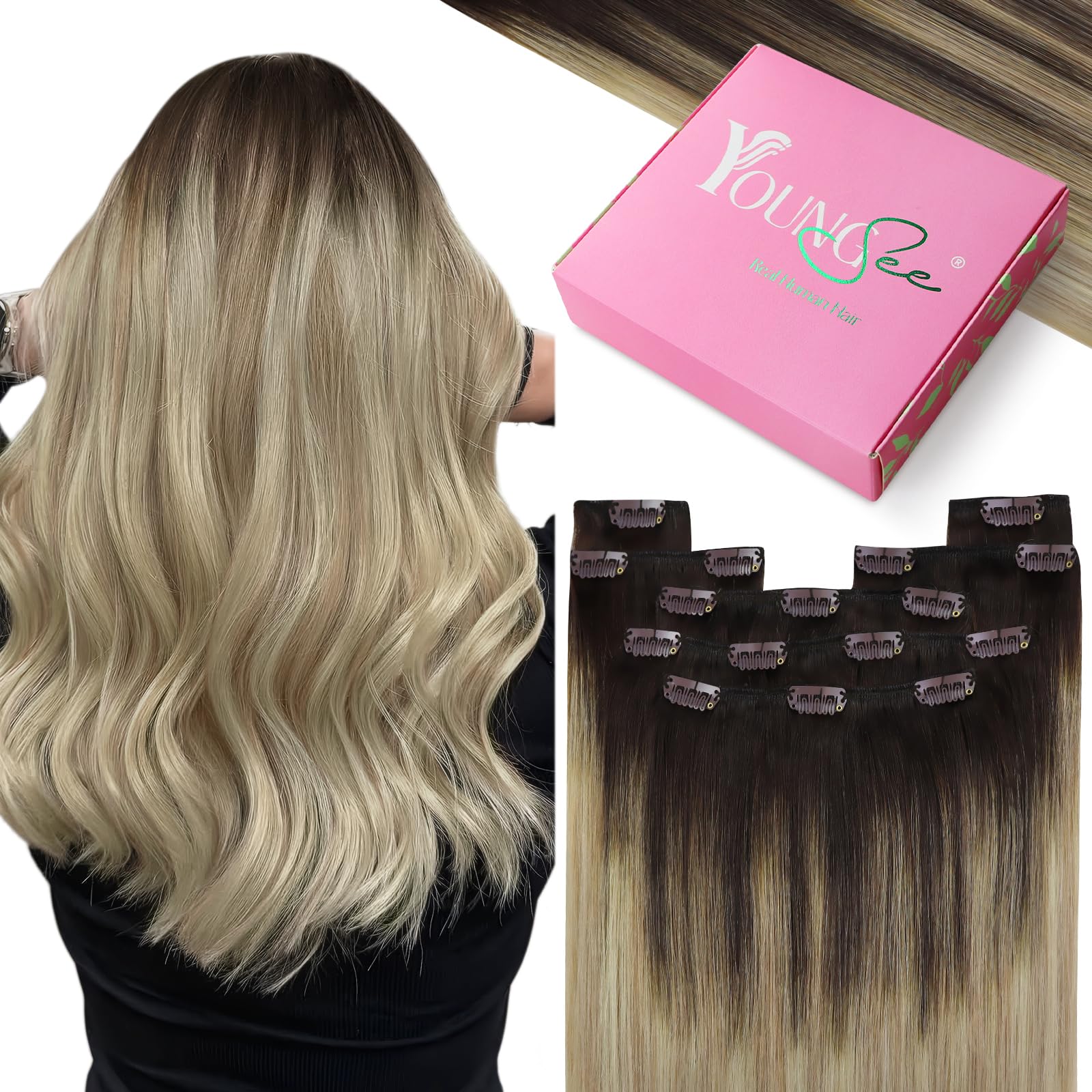 YoungSee Tape Hair Extensions Platinum Blonde 16In Tape in Hair Extensions Real Human Hair for Women 20pcs 50g Easy to Wear Hair Tape-in Extensions Blonde — view 54