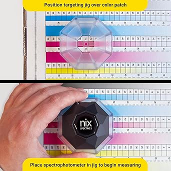 Nix Spectro 2 (2mm) - Spectrophotometer and Densitometer with 2mm Targeting Jig - Color Measurement for Print and Packaging Quality Control