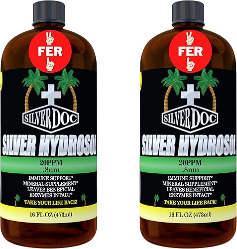 Suplemento mineral Silver Doc Silver Hydrosol Silver de 32 onzas, alternativa natural y apoyo inmunológico, carga positiva 99% moléculas coloidales