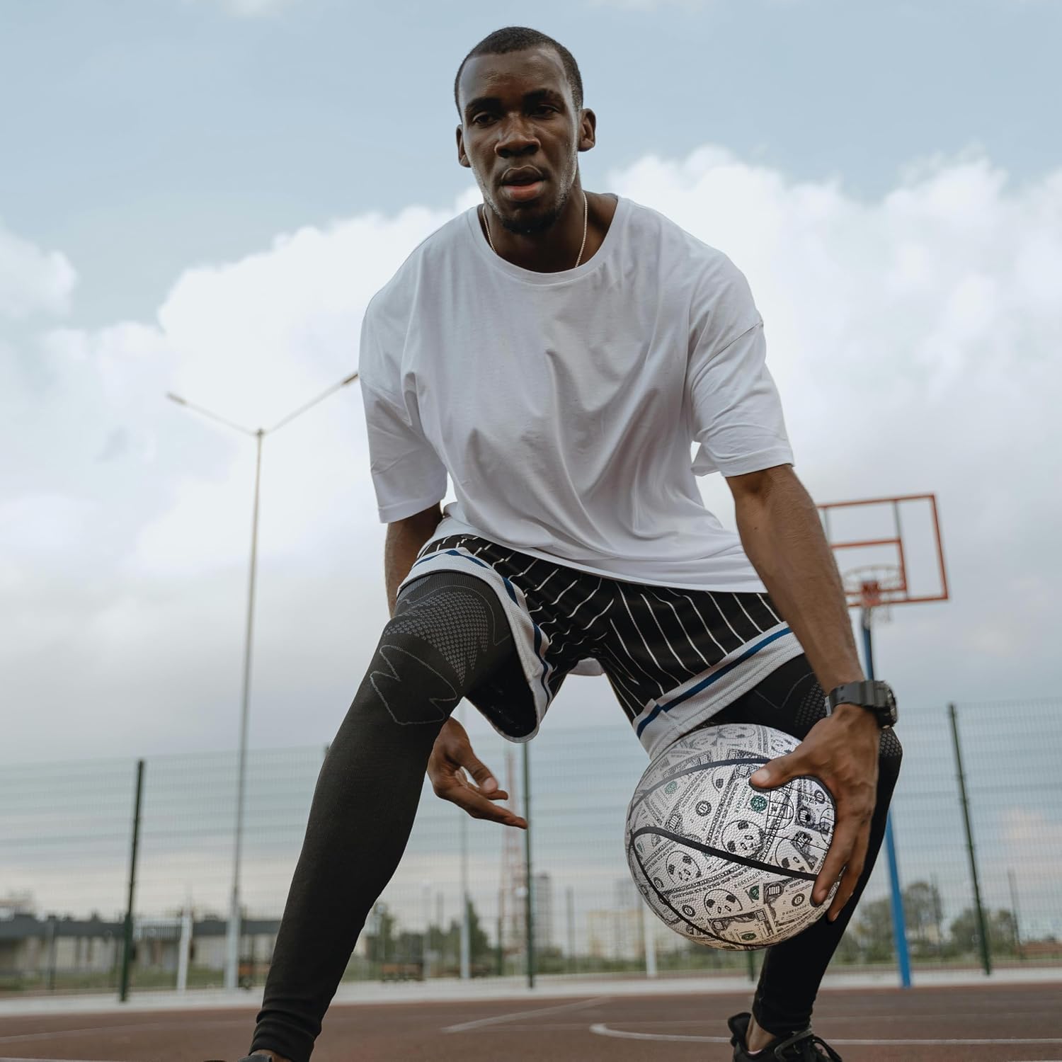 PU Leather Dollar Basketball – Official Size 7(29.5''), Size 6(28.5''), Size 5(27.5''), Indoor/Outdoor Streetball Birthday Gift Ball