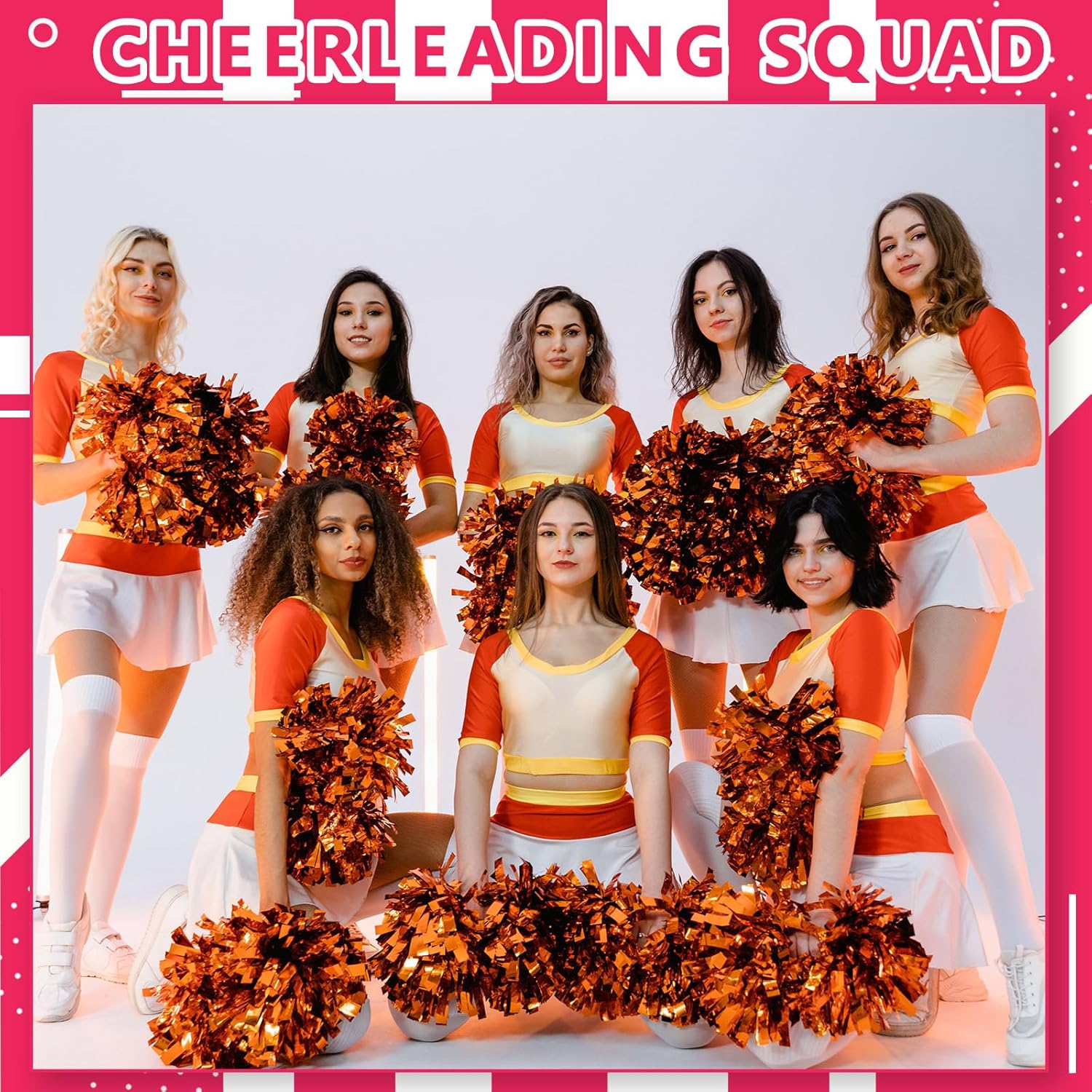 12 Pcs Cheerleading poms,pom poms Cheerleading with Finger Holes Metallic Foil Cheer Pom Pomsfor Dance, Matches, Team Spirit Sports (Black+Green) (Purple+Yellow+White)