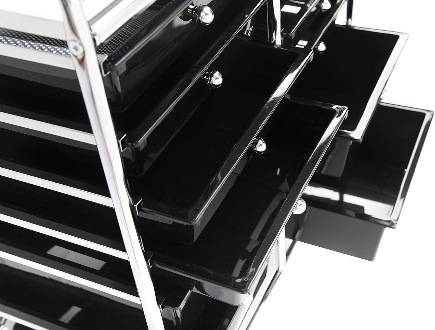 Finnhomy 12-Drawer Plastic Portable Mobile Organizer, Multi-Purpose Utility Double Rolling Storage Cart, Bright Chrome Metal Frame and Smoke Drawer Studio Trolley : Office Products