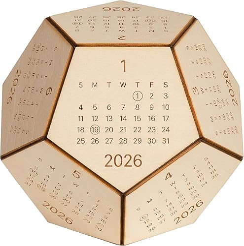 Calendario de escritorio 2026, dodecaedro de madera, regalos DnD para hombres, divertidos regalos de oficina para compañeros de trabajo, accesorios