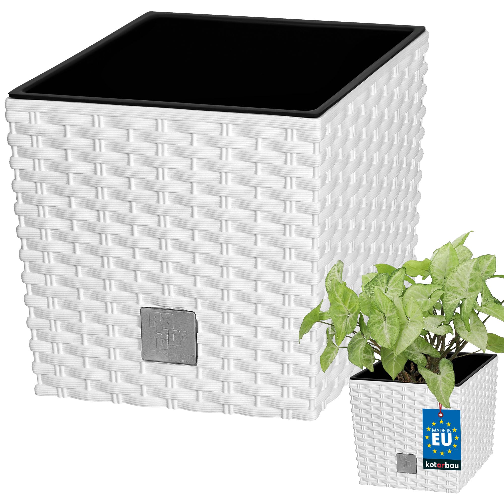 KOTARBAU® Macetero con Maceta Interior, 260 mm, Ratan sintético, Antracita - Gris Oscuro, Maceta Rato con patrón de Trenzado Que imita el Mimbre, Maceta Interior separada, extraíble, Cesta — view 44