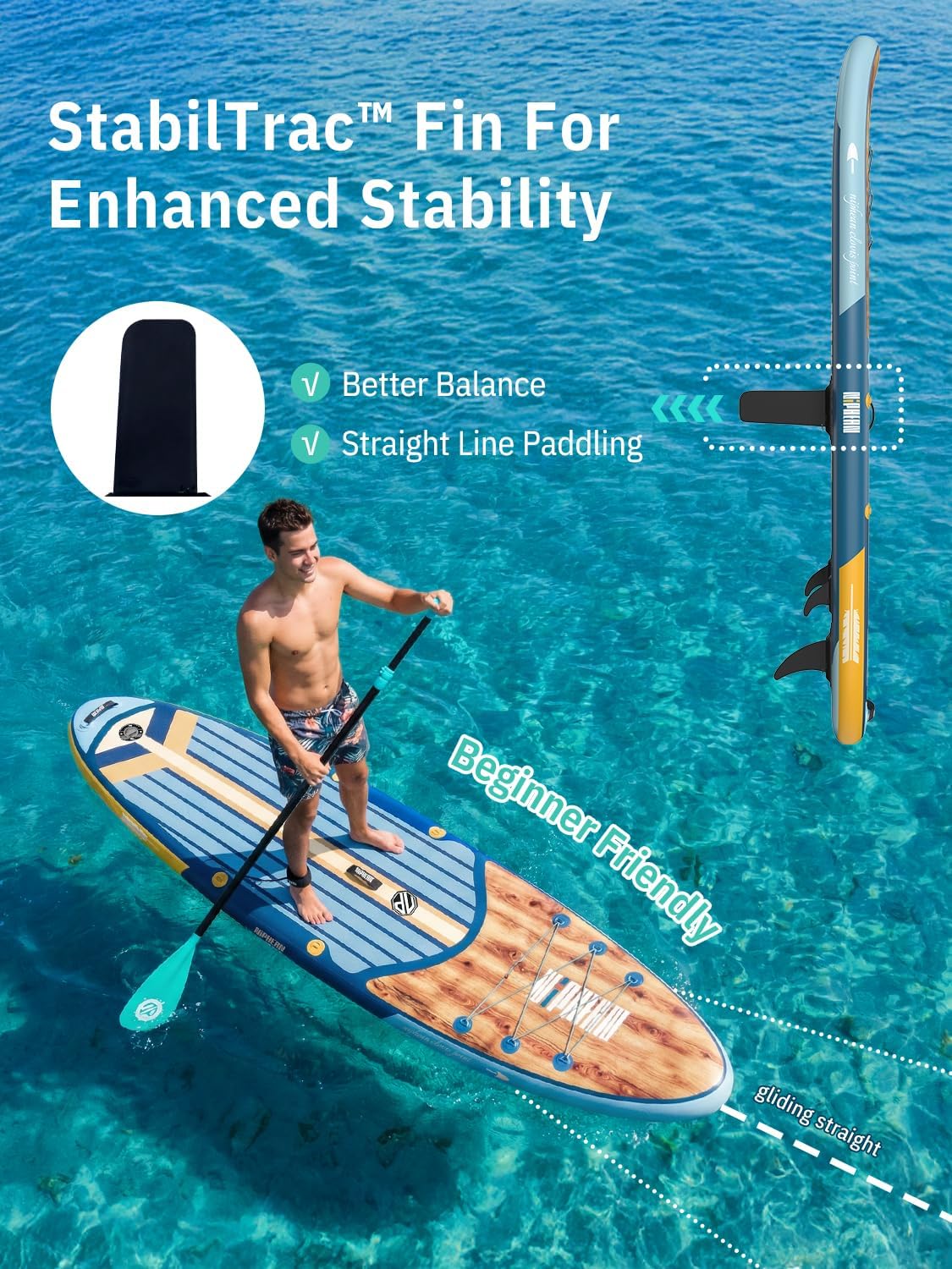 Niphean Inflatable Stand Up Paddle Board with SUP Accessories, Anti-Slip EVA Deck, 10’6’’ Inflatable Paddle Boards for Adults & Youth of All Skill Levels - Image 5