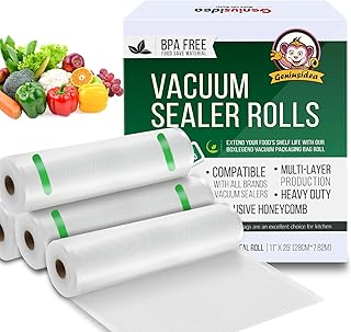 Vacuum Sealer Bags for Food Saver, 4 Pack 11" x 25'ft Commercial Grade Food Saver Vacuum Sealer Bags Rolls, Food Vac Storage & Seal, Meal Prep, Microwave & Freezer Safe, Sous Vide, Seal A Meal (100ft Total)