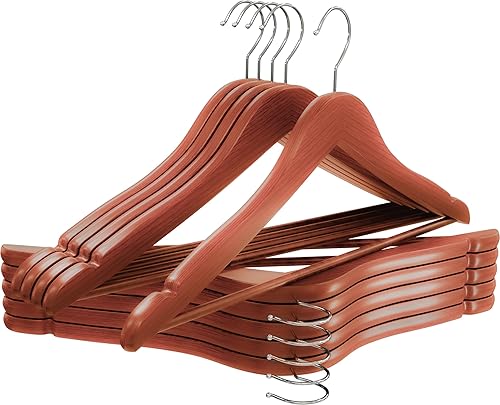 Miniatura 54 de Utopia Home - Paquete de 20 perchas de madera con ranura p/los hombros, de calidad prémium, duraderas y delgadas, para trajes, con gancho giratorio