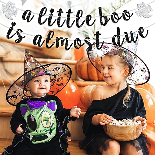 Miniatura 3 de Cartel de A Little Boo is Almost Due – Cartel colgante de Halloween Baby Shower, Octubre Baby, Happy Boo Day cumpleaños, suministros de decoración