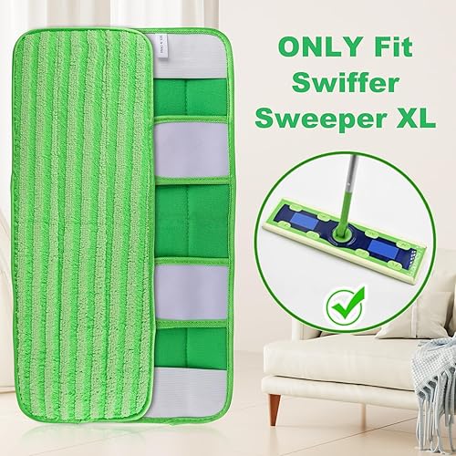 Miniatura 2 de Almohadillas reutilizables para trapeador Swiffer XL paquete de 5 repuestos de mopa de microfibra lavables para limpieza de suelos, limpiador de