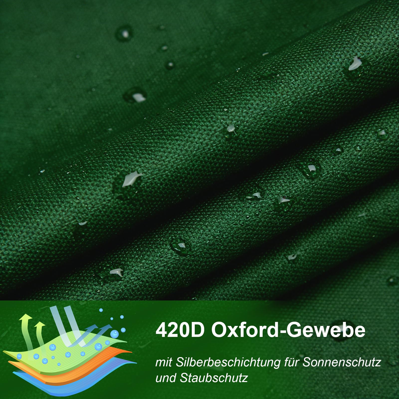 IBC Pokrowiec na zbiornik na wodę 420D Oxford, plandeka ochronna na zbiornik 1000L, osłona na zbiornik IBC UV, osłona na zbiornik na wodę deszczową z oknem, 120 x 110 x 116 cm - zielony