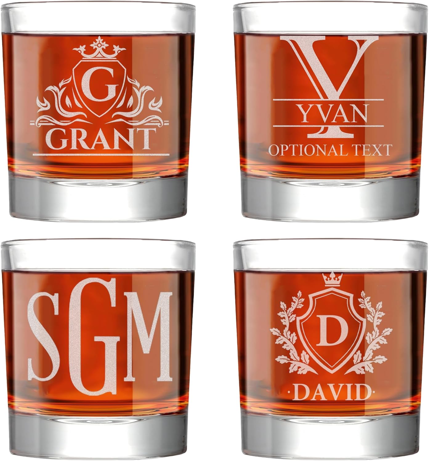 Personalized Engraved 12oz Whiskey Glass - Custom Etched Old Fashioned Bourbon Glasses for Men, Husbands, Birthdays - Made in USA