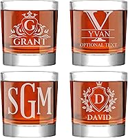 Personalized Engraved 12oz Whiskey Glass - Custom Etched Old Fashioned Bourbon Glasses for Men, Husbands, Birthdays - Made in USA