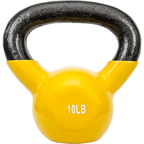 Sunny Health & Fitness Vinyl Coated Kettlebell for Strength Weight Training & Swinging Exercise - In 5, 10, 15, 20, 25 Pound