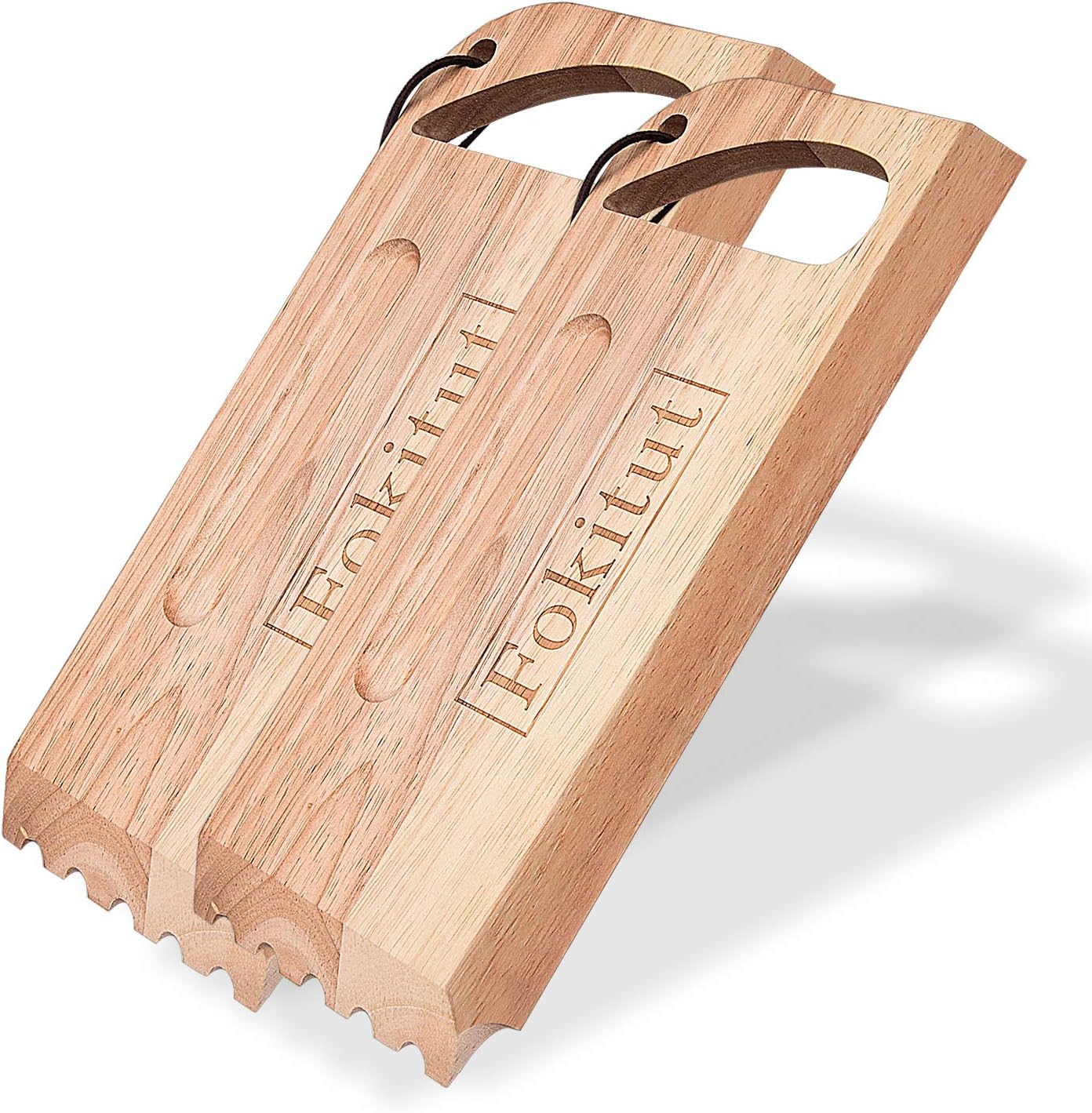Fokitut 2 Pack Wood Grill Scraper, Wooden Grill Scraper