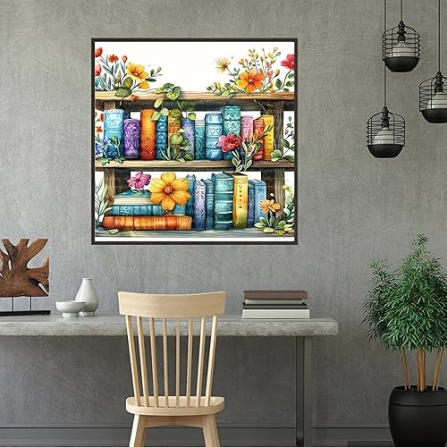 Miniatura 6 de 1tonine Estantería de flores con diamantes para adultos, 5D puntos de diamante para principiantes, kit de pintura de gemas de diamante redondo de