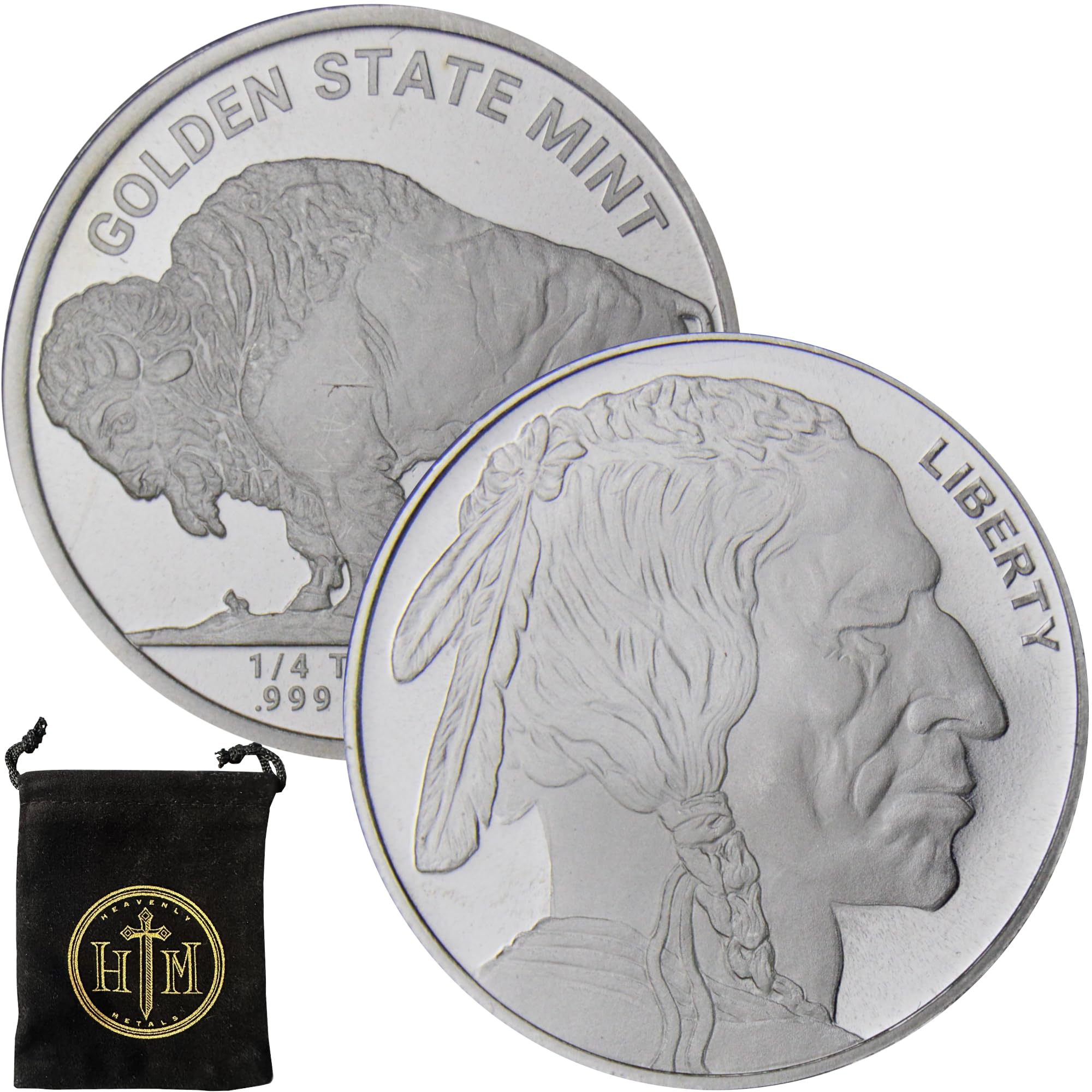 Heavenly Metals 1/4 oz Buffalo Nickel Design .999 Fine Silver Round in Coin Pouch