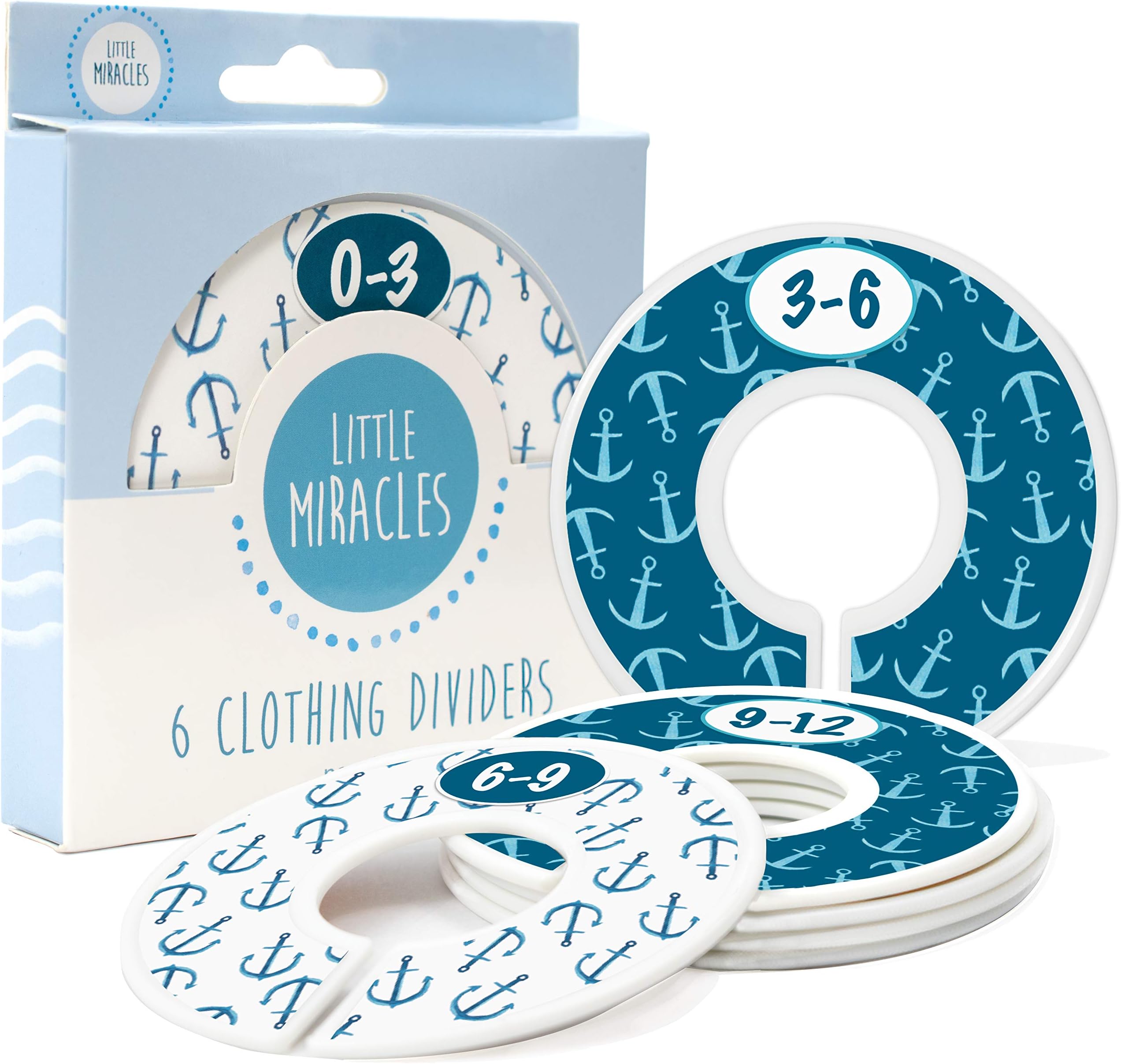 Baby Closet Size Dividers - Nautical Nursery Closet Dividers for Baby Clothes - Dividers by Month for Baby Boy Nursery Decor - Baby Closet Dividers for Clothing Racks - [Nautical]
