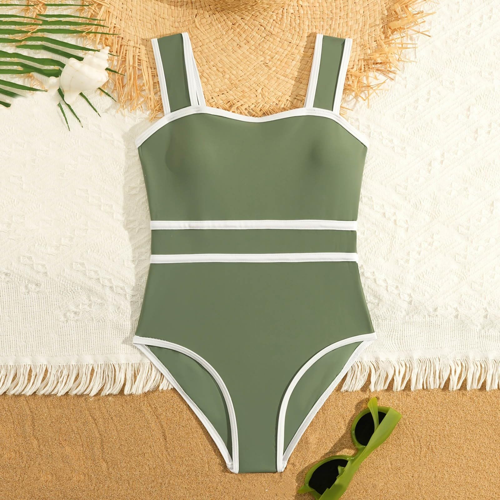 Generisch Traje de natación para niña, traje de baño a rayas para niñas, verano, playa, ocio, para adolescentes y jóvenes