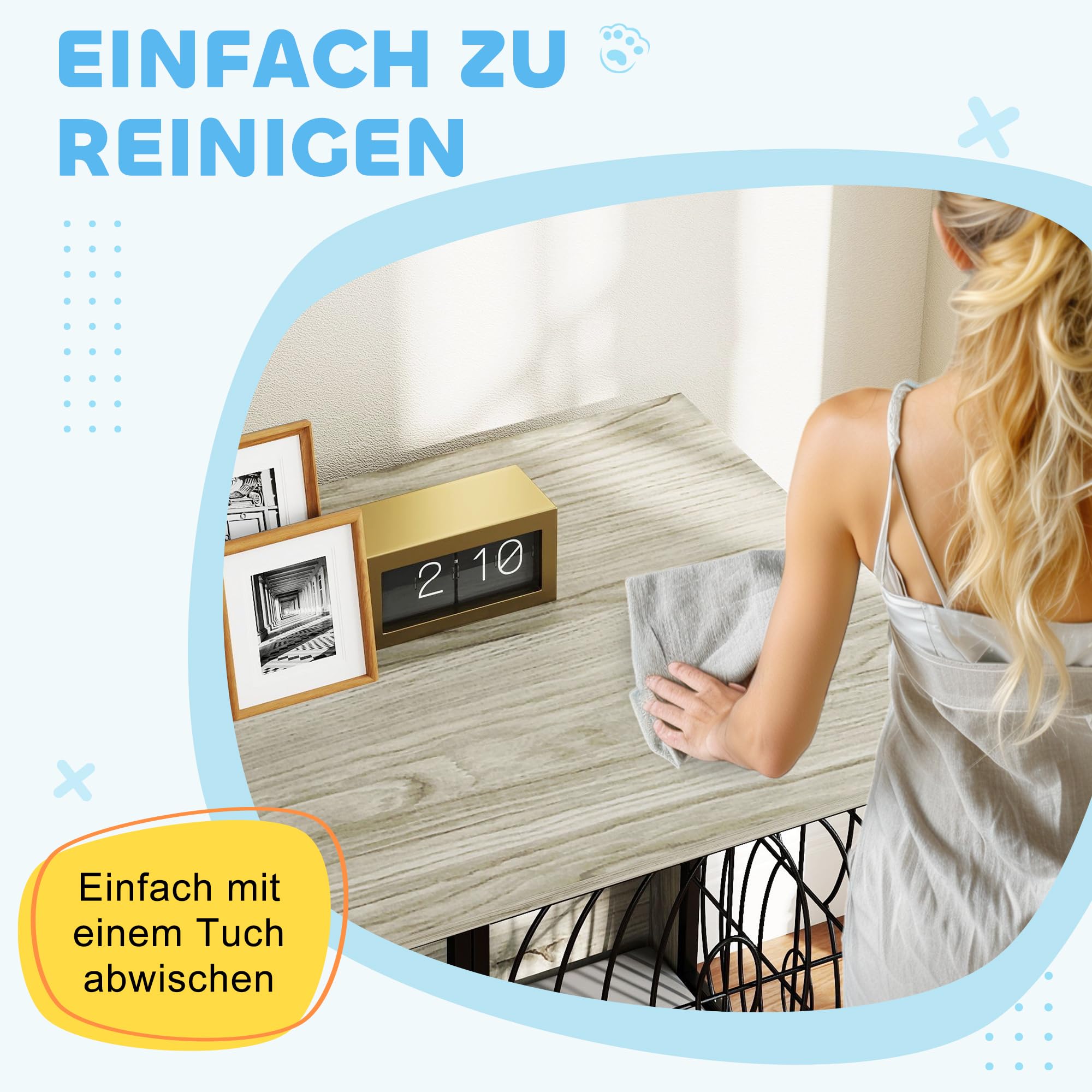 PawHut Hundekäfig Möbel 100cm Hundebox für Zuhause 100 x 60 x 73,5 cm Grau | Moderne Hundehütte, mit Kissen, Fenster, Abschließbar Hundehaus, für Große Hunde bis zu 30kg