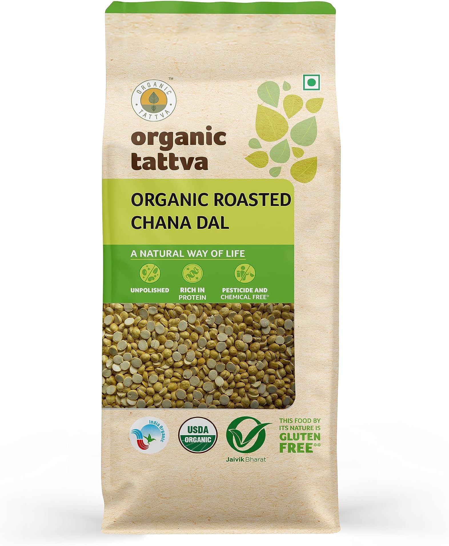 - Organic Tattva, Organic Roasted Chana Dal, 500g | 100% Vegan, Gluten Free and NO Additives