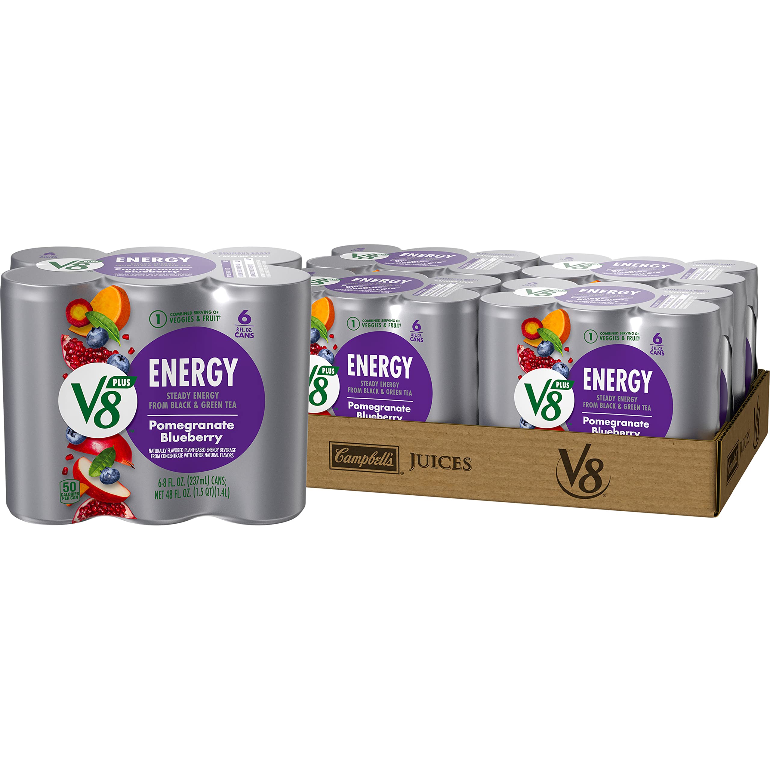 Buy V8 +ENERGY Pomegranate Blueberry Energy Drink, Made with Real