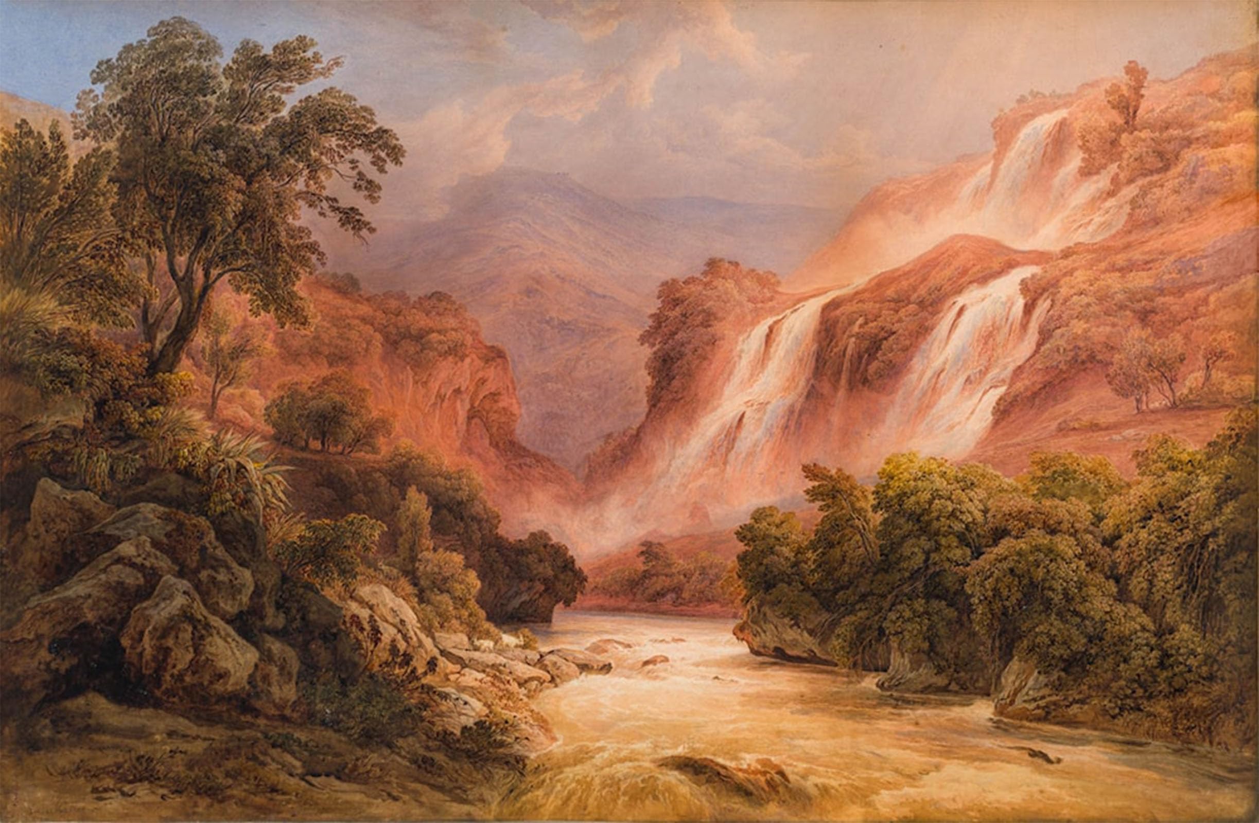 ARTXLXXBN Famous Painting Canvas Artwork Graffiti Print Wasserfall by Rudolf Müller Portrait Canvas Image for Home Decor 60x90cm