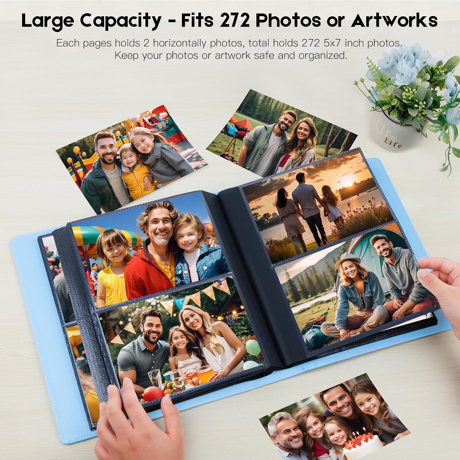272 Pockets Photo Album 7x5 Holds 272 Photos, Extra Large Capacity