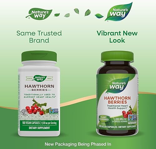 Miniatura 9 de Natures Way Bayas de espino de hierbas premium 1530 mg por porción 180 cápsulas el embalaje puede variar