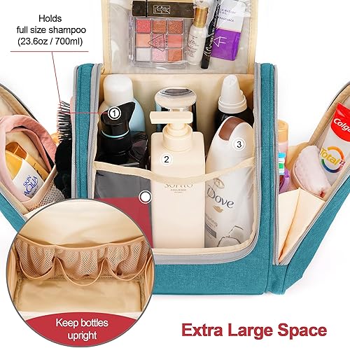 Miniatura 2 de Neceser de viaje extra grande para mujeres y hombres, bolsa de higiene, kit organizador de baño y ducha con soportes de banda elástica para