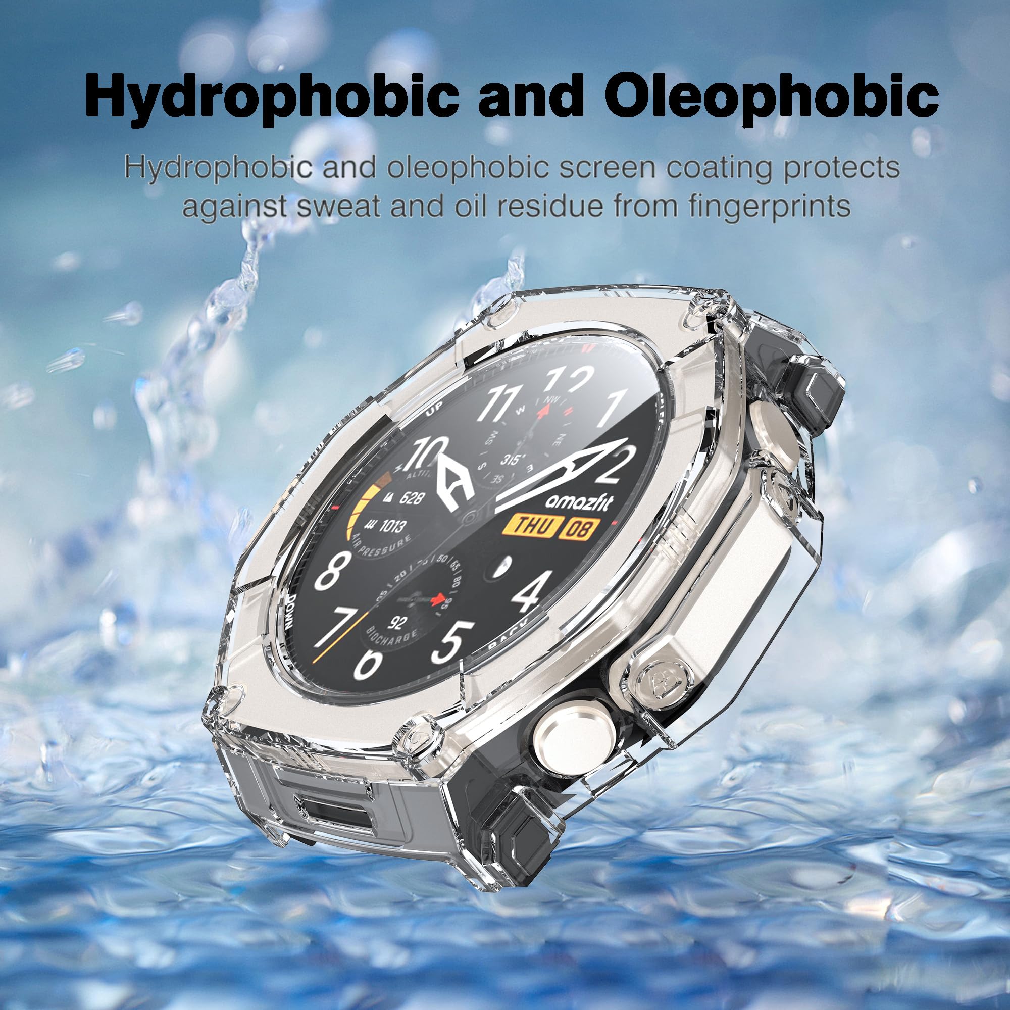 Effcotuo 2 sztuki etui do Amazfit T-Rex Ultra 2 Case z folią ochronną na wyświetlacz etui na telefon komórkowy ze szkła pancernego pełna ochrona przed folią TPU Komp hartowane etui odporne na