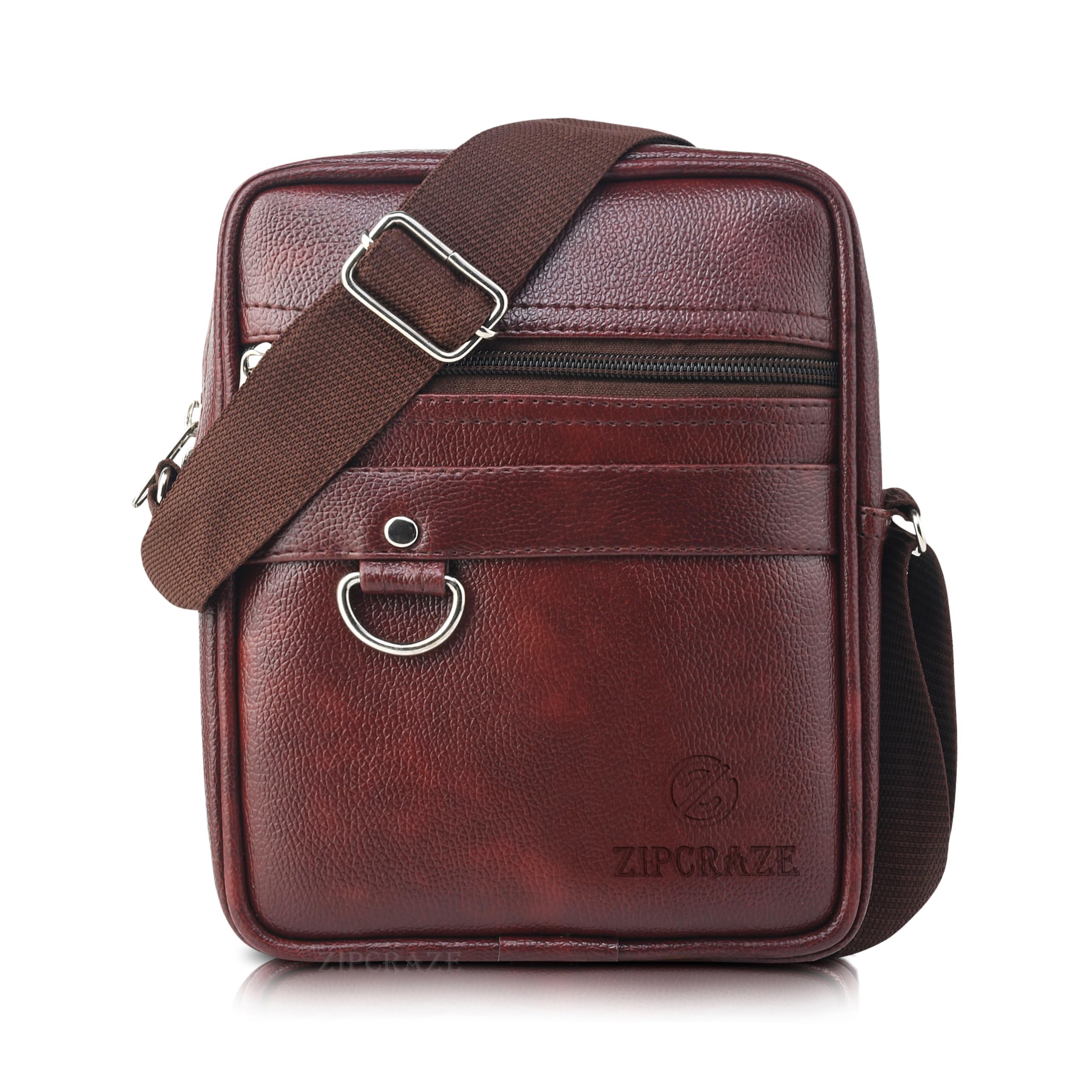 zipcraze Water Resistant Multipurpose Synthetic Leather Sling Cross Body Travel Office One Side Shoulder Bag With Adjustable Strap for Men, Crossbody Mobile Messenger Bag, Corporate Gift for Men-picture-31